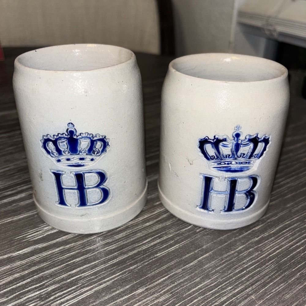 Vtg HB Hofbrauhaus Munchen Beer Stoneware Stein‎ Made in Germany 0.25L Handmade